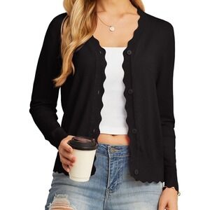 GRECERELLE Women's Long Sleeve V-Neck Button Down Cardigan Knit Shrugs Sweater L